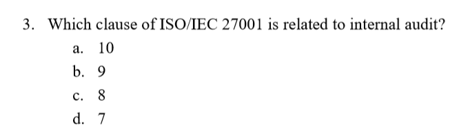 3. Which clause of ISO/IEC 27001 is related to