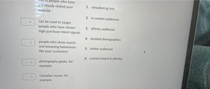 Match each audience type to the most appropriate