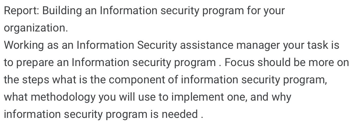 Report: Building an Information security program