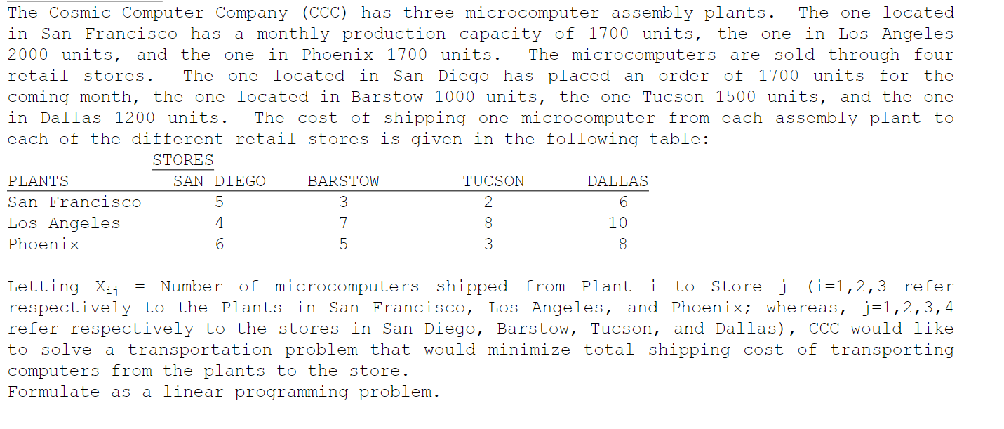 The Cosmic Computer Company (CCC) has three
