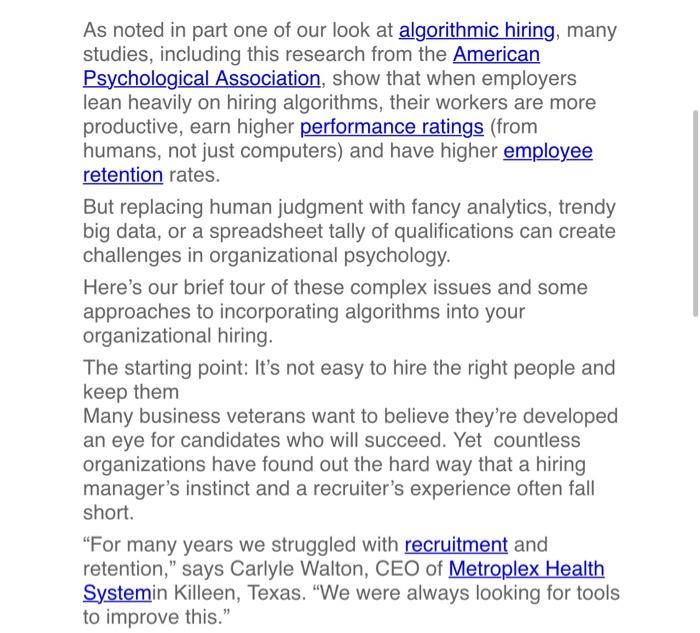 article 1 Algorithmic hiring: why hire by numbers