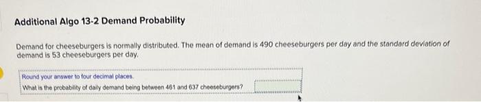 Additional Algo 13-2 Demand Probability Demand