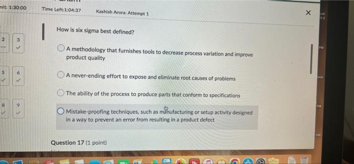 mit: 1:30:00 2 3 5 8 la Time Left:1:04:37 Kashish