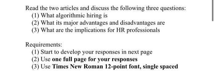 article 1 Algorithmic hiring: why hire by numbers