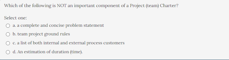 Measures of success for Project Charters can