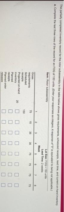 3 4 5 7 The partially completed inventory record