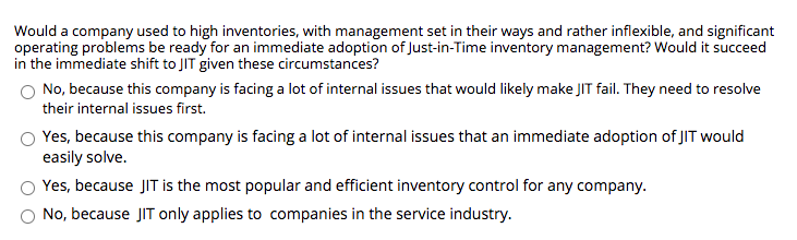 Would a company used to high inventories, with