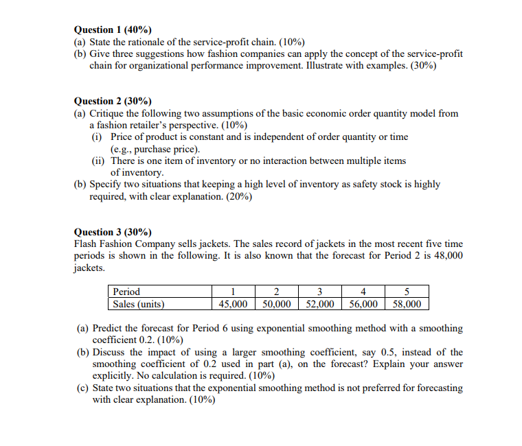 Question 1 (40%) (a) State the rationale of the
