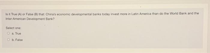 Is it True (A) or False (B) that: China's