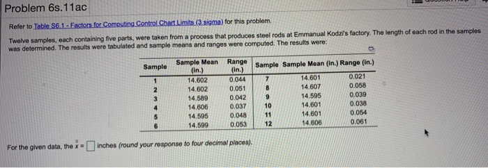 Problem 6s.11ac Refer to Table 56.1 - Factors for