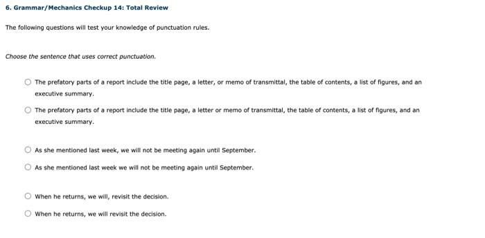 6. Grammar/Mechanics Checkup 14: Total Review The