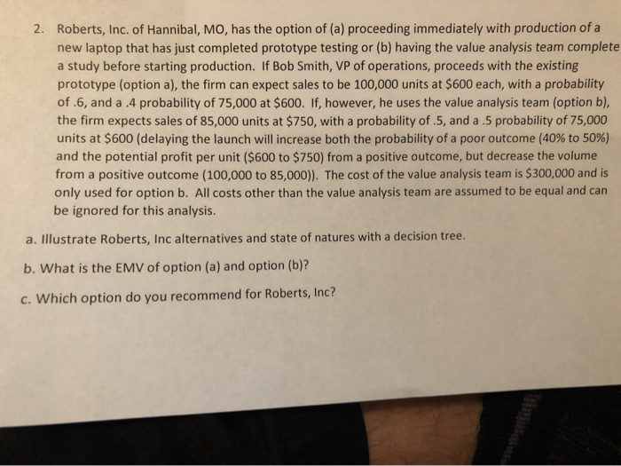 2. Roberts, Inc. of Hannibal, Mo, has the option