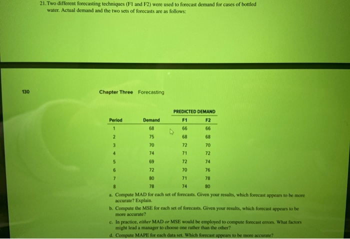 21. Two different forecasting techniques (FI and