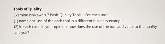 Tools of Quality Examine Ishikawa's 7 Basic