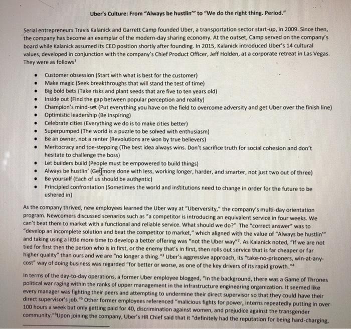 i need help with 3 Uber's Culture: From 