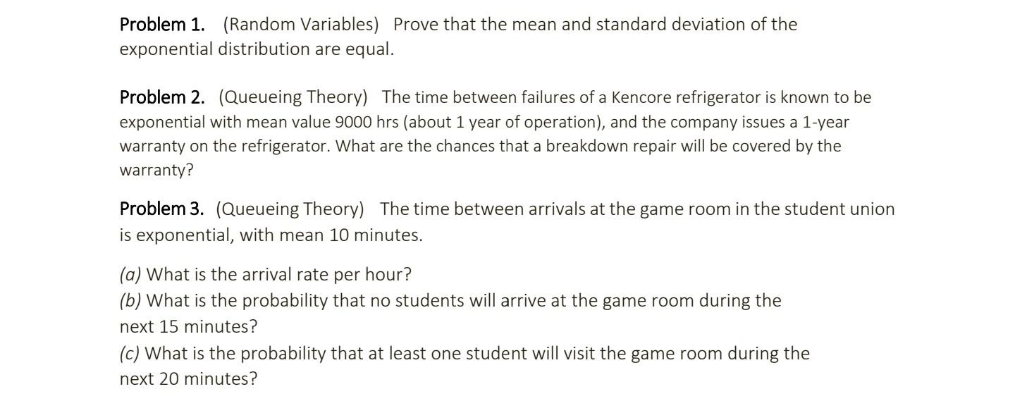 there are three questions. Problem 1. (Random
