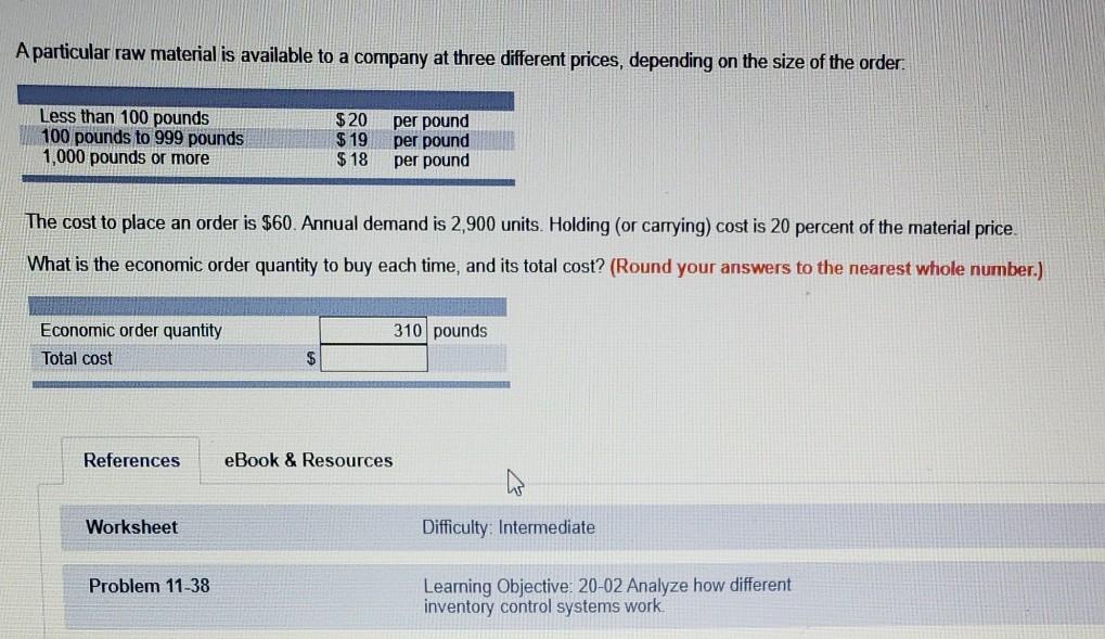 This is my work: A particular raw material is