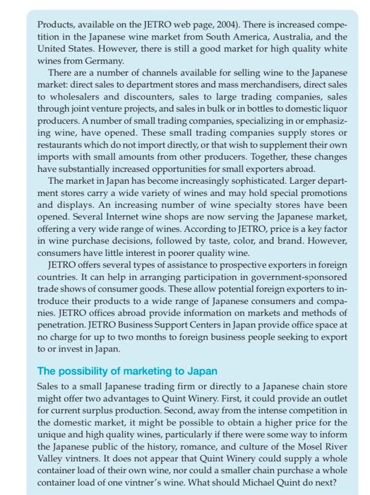 Case study 8.2 Quint Winery (This case study was