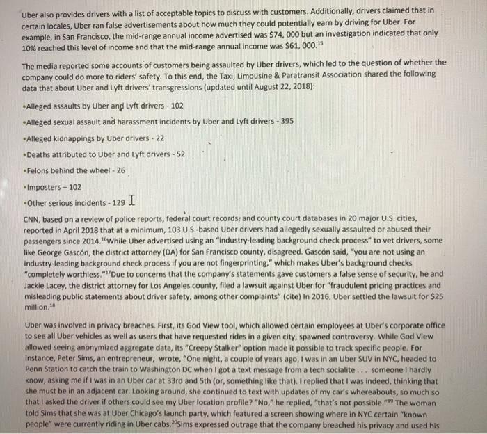 i need help with 3 Uber's Culture: From 