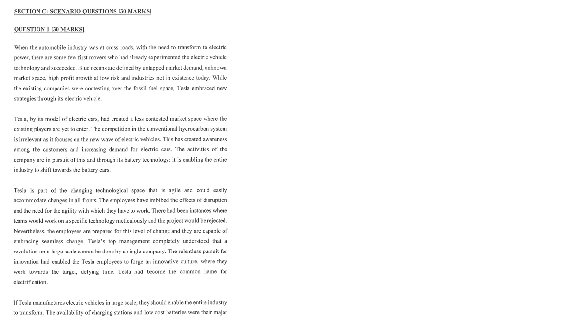 SECTION C: SCENARIO QUESTIONS [30 MARKS QUESTION