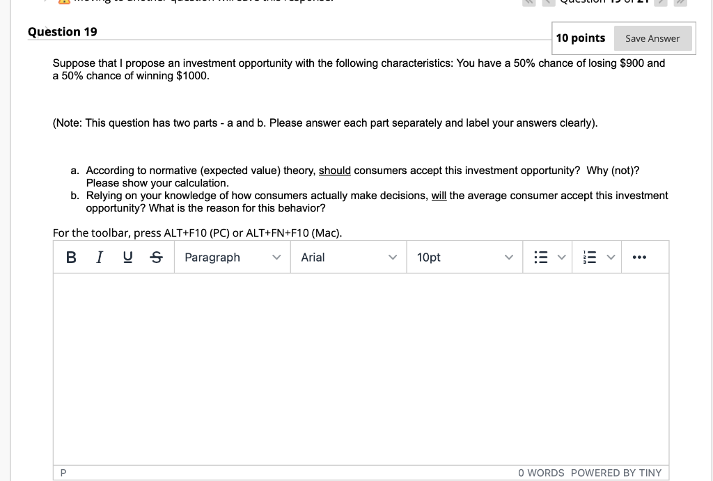 Question 19 10 points Save Answer Suppose that I