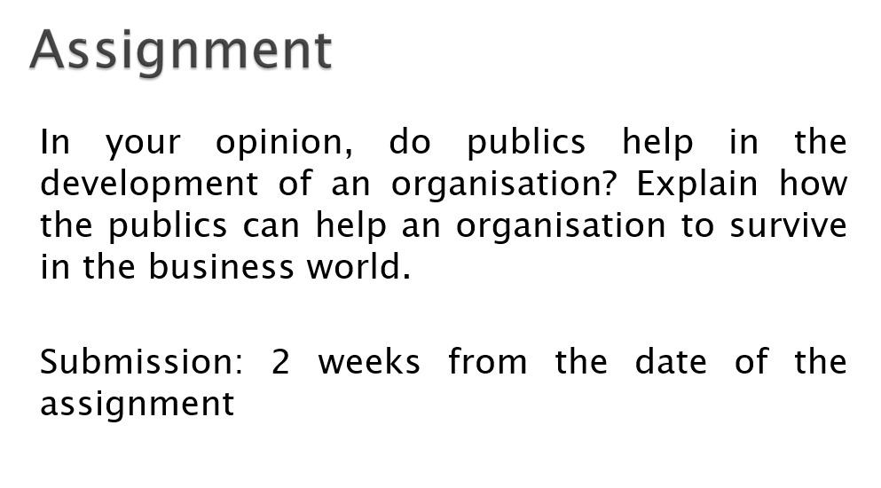 Assignment In your opinion, do publics help in