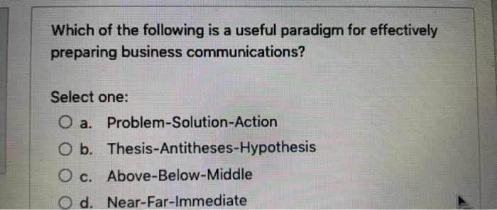 Which of the following is a useful paradigm for