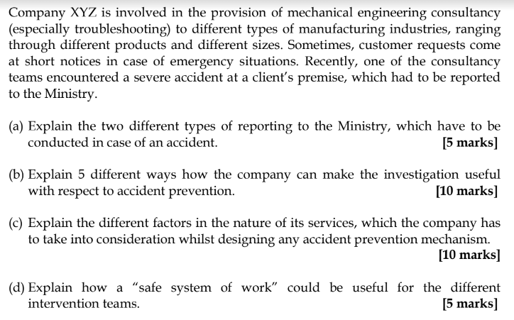 Company XYZ is involved in the provision of