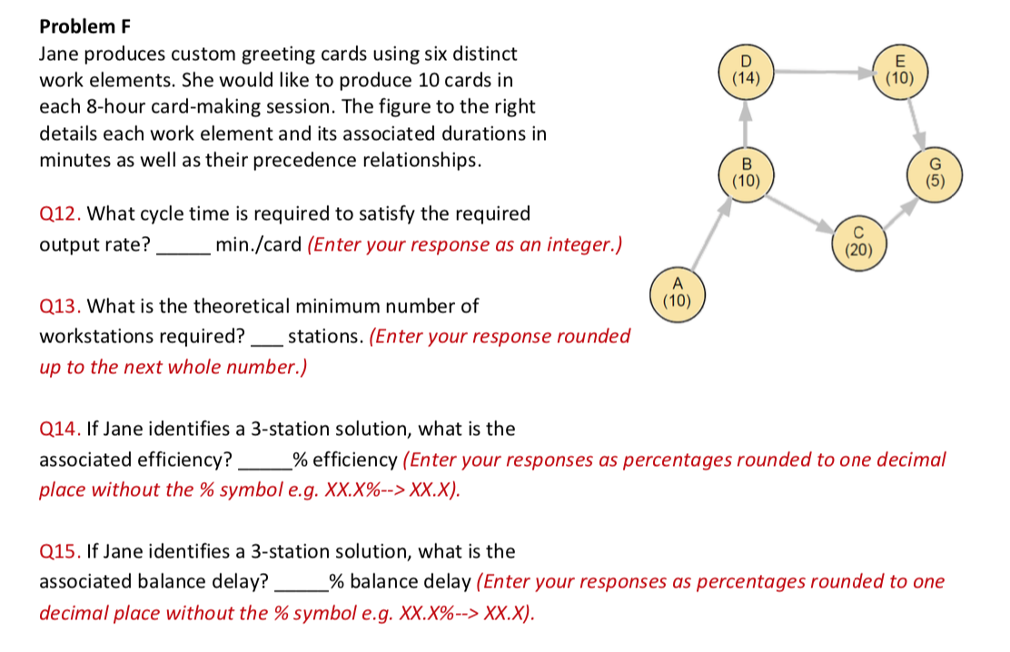 D (14) E (10) Problem F Jane produces custom