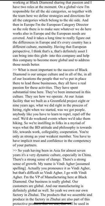 Ethical Decision Making at Black Diamond Task: