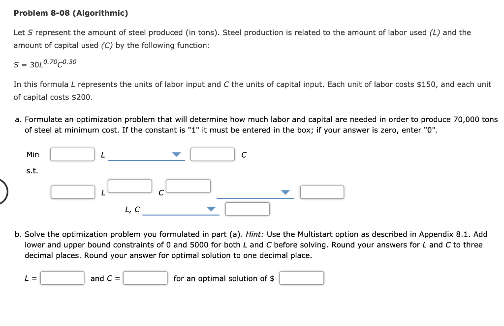 Problem 8-08 (Algorithmic) Let S represent the