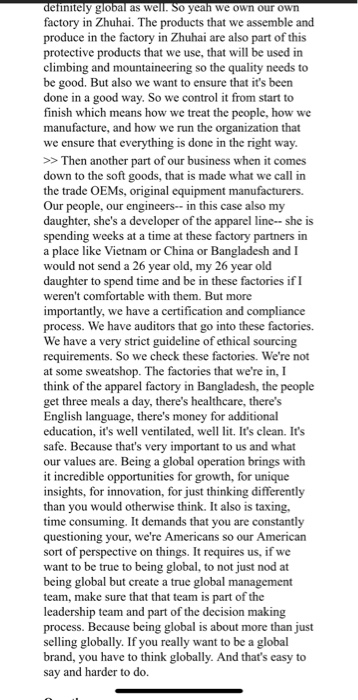 Ethical Decision Making at Black Diamond Task: