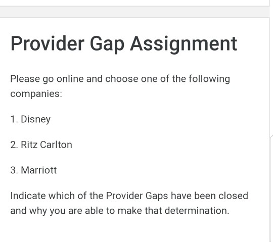 please need a help on this assignment? Provider