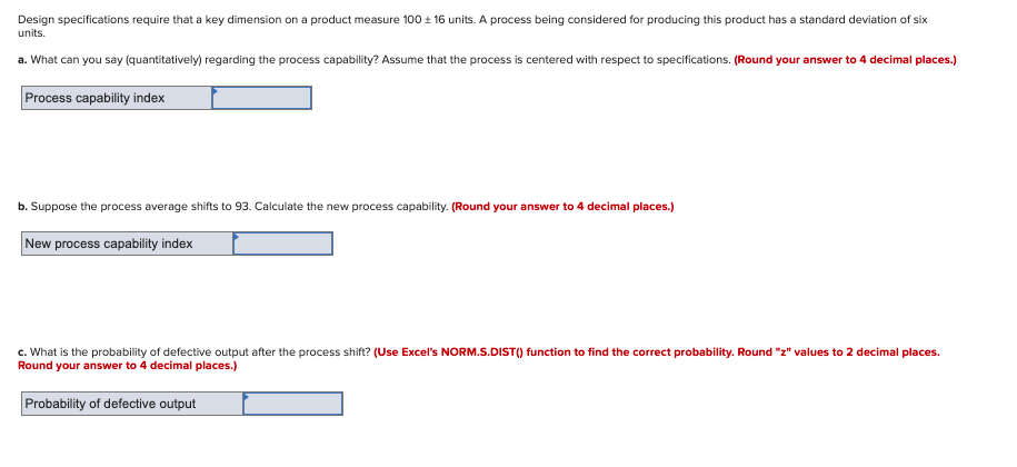 Design specifications require that a key