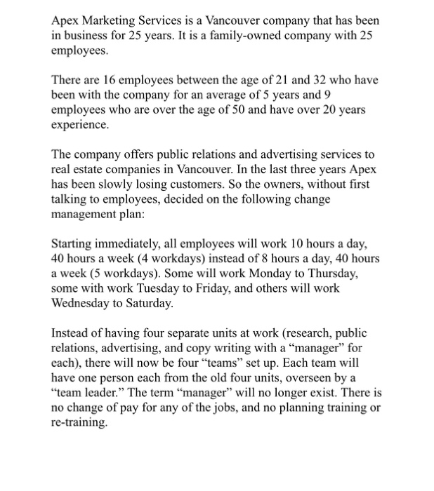 Please read the mini case study and answer the