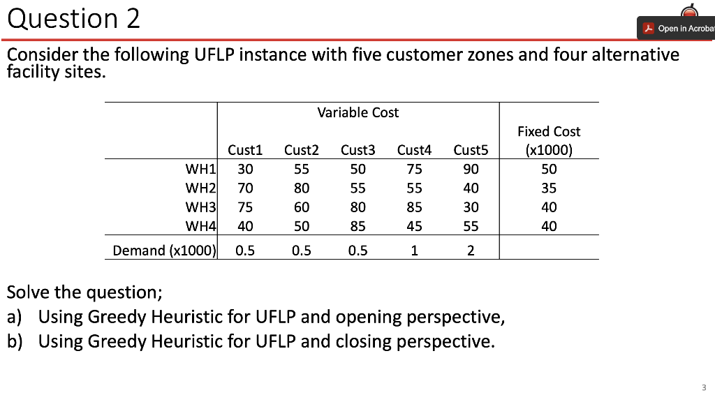 Open in Acroba Question 2 Consider the following