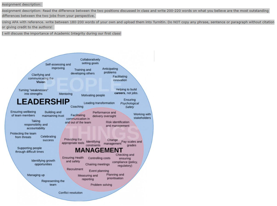 Assignment description: Read the difference