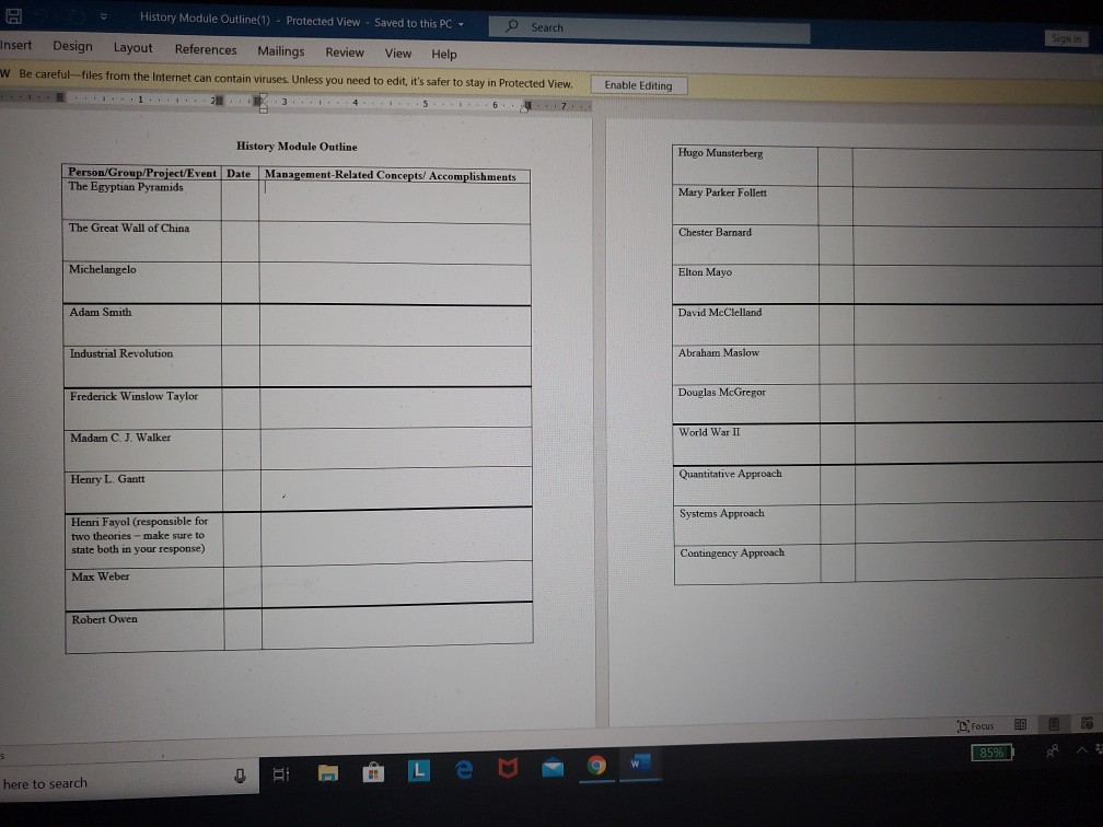 History Module Outline(1) - Protected View -