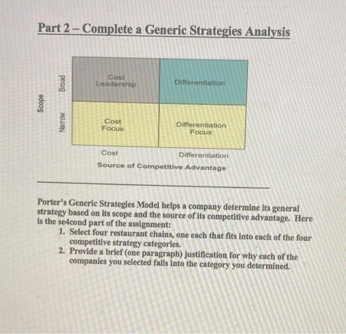 Part 2 - Complete a Generic Strategies Analysis