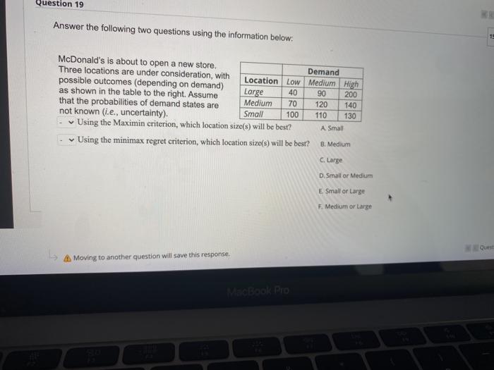 Question 19 Answer the following two questions