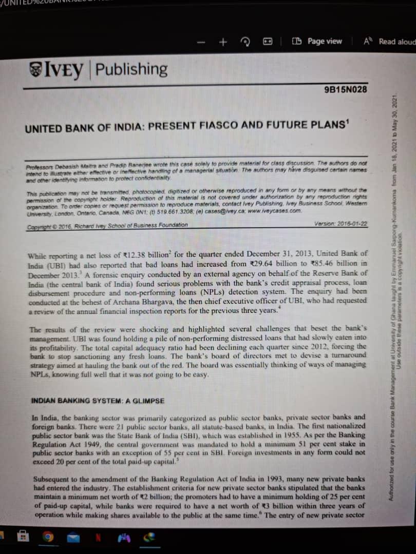 1ST SEMESTER, 2020/2021 ACADEMIC YEAR FINC 403: