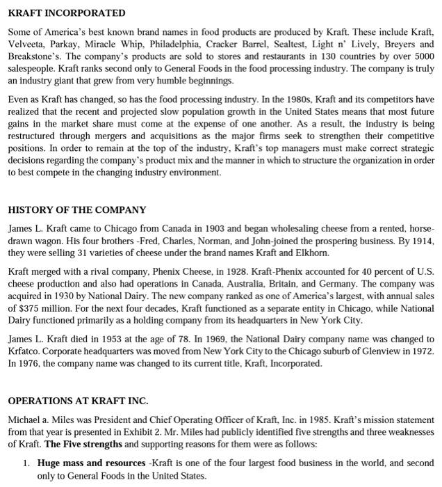 KRAFT INCORPORATED Some of America's best known