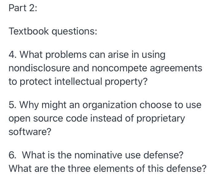 Part 2: Textbook questions: 4. What problems can