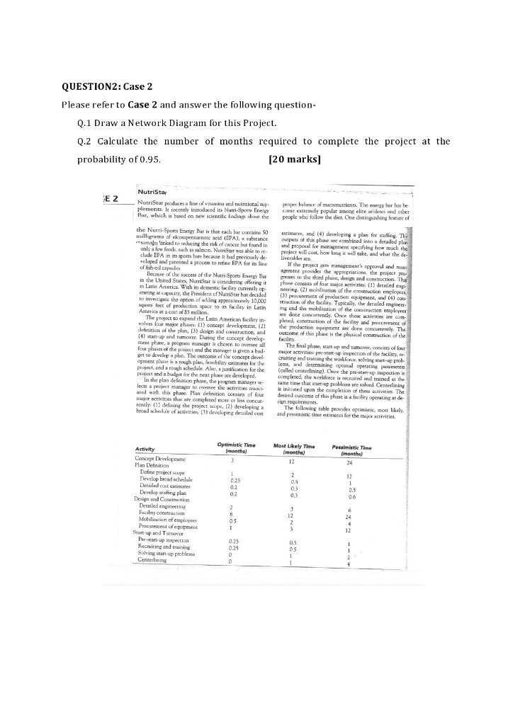 QUESTION2: Case 2 Please refer to Case 2 and