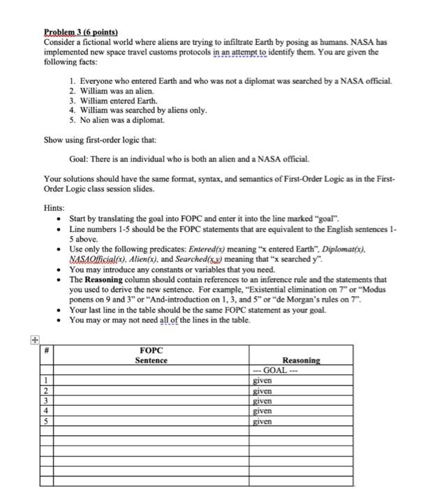 Problem 3 (6 points) Consider a fictional world