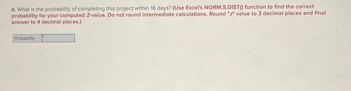 The following represents a project that should be