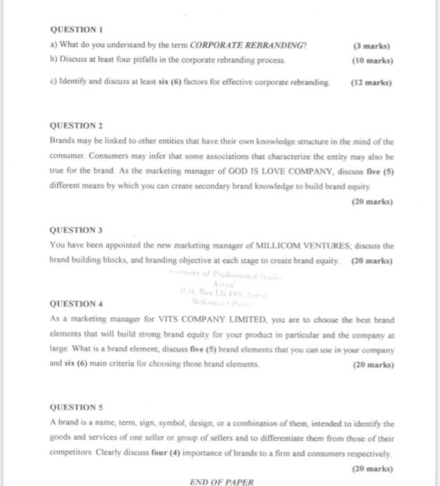 QUESTION 1 a) What do you understand by the term