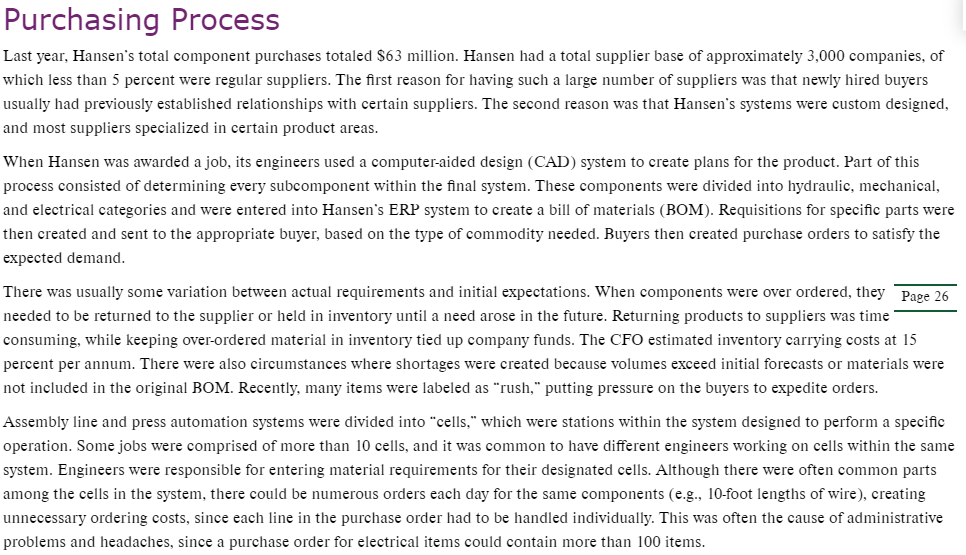 Identify and analyze the main problems It was