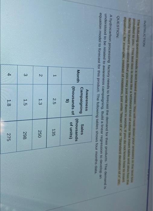 INSTRUCTION The following question needs and