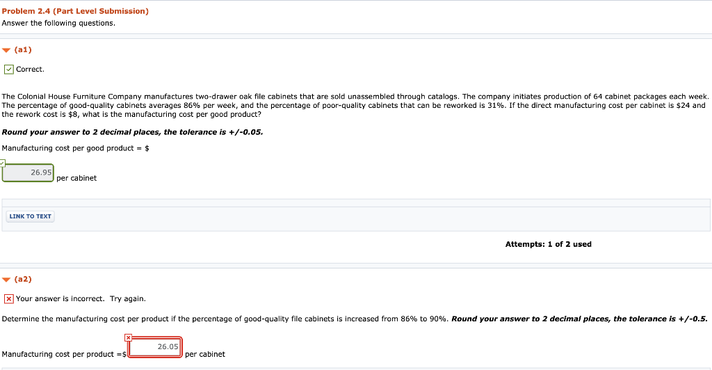 Problem 2.4 (Part Level Submission) Answer the